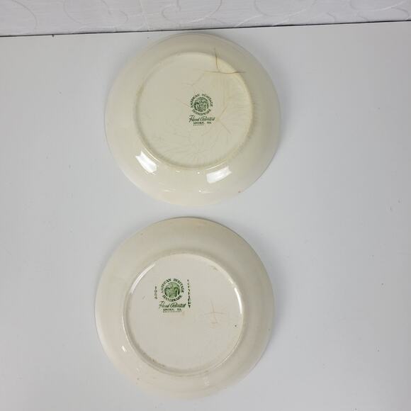 Vintage American Heritage Hand Painted Bamboo Salad China Plates Set of 2 - Picture 8 of 12